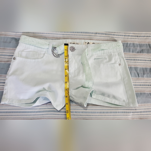 Indigo Rein Light Mint Green Low Rise Short Shorts with Lace Belt - Picture 2 of 11